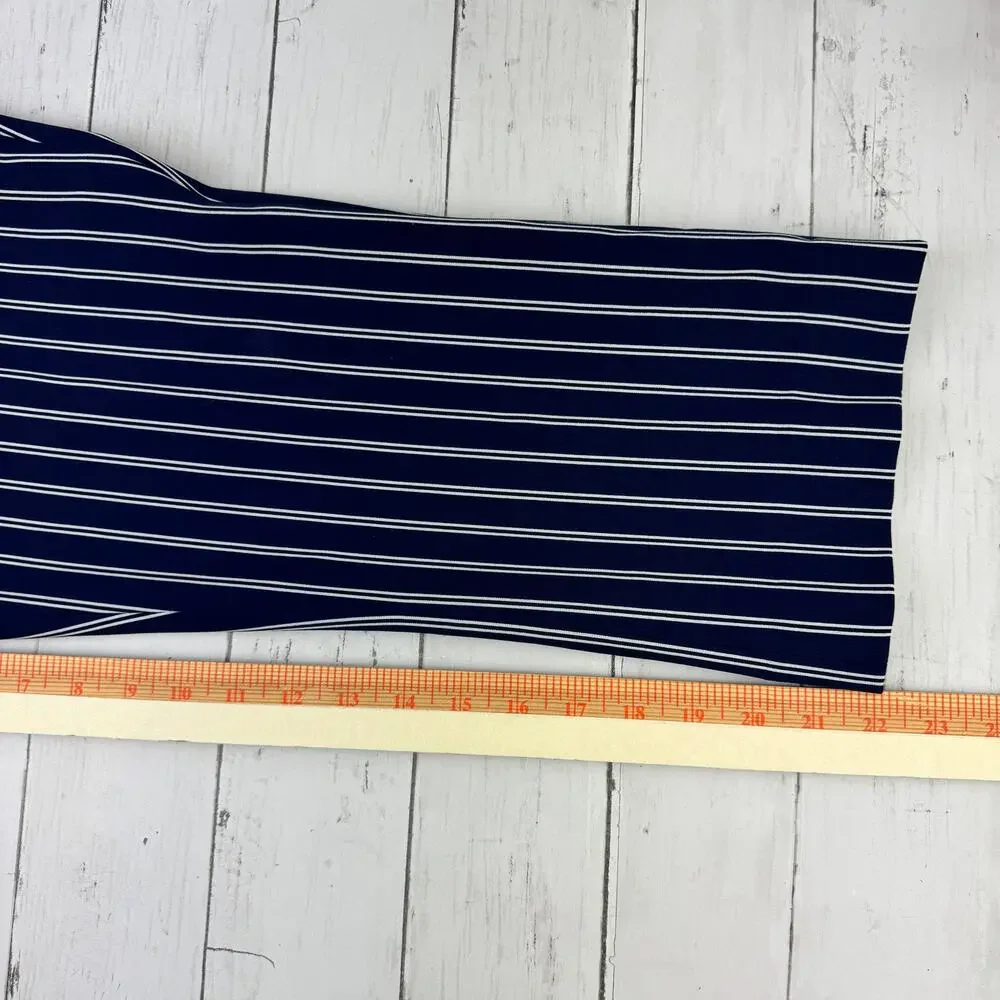 Hugo Boss Navy White Striped Tebella Cropped Bootcut Dress Pant Side Zip Size 8